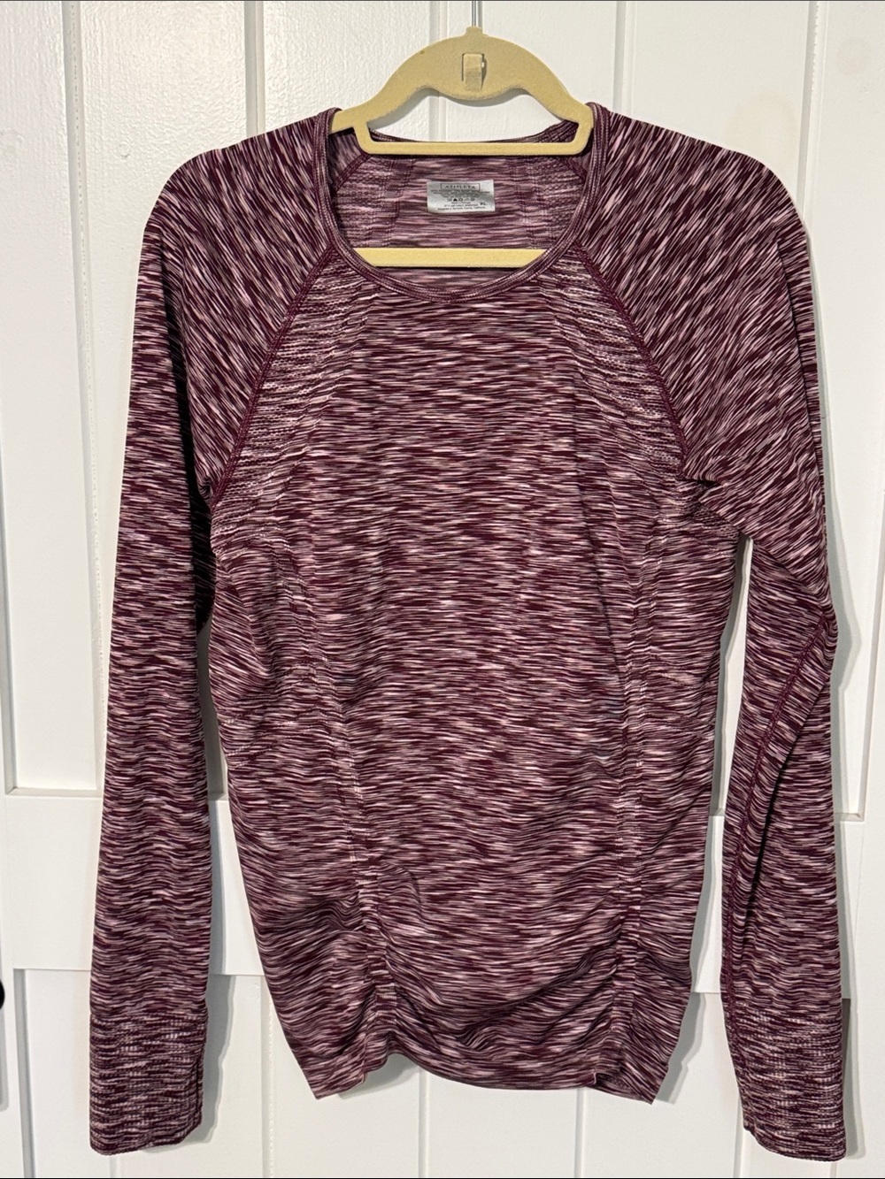 Athleta Fastest Track Long Sleeve Space Dye Burgundy Heathered Top XL